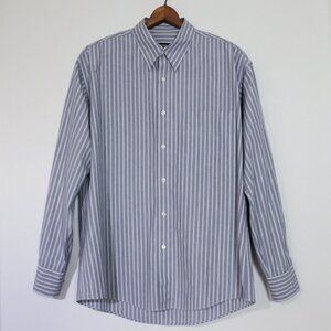 HUGO BOSS Men's Dress Shirt Stripe Grey & White Cotton 16